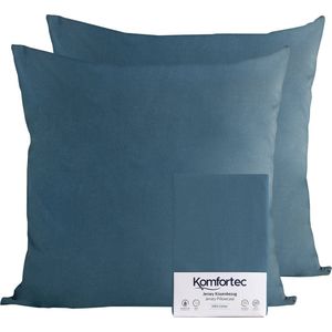 Komfortec Set van 2 Premium Jersey Kussenslopen 50x50 cm - Superzachte Kussenhoes – 100% Katoen – 150 g/m² - Petroleumblauw