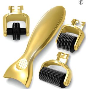 Equivera Baardroller - 3 Stuks - 0,5 mm / 1 mm / 1,5 mm - Dermaroller - Baardgroei Kit - Sinterklaas Cadeau - Kerstcadeau