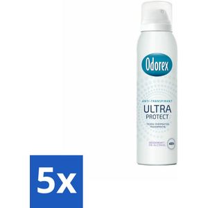 5 x Odorex Deodorant Spray Ultra Protect 150 ml - Langdurige Frisheid - Huidvriendelijk - Witte Strepen - 48 Uur - Odorex Ultra Protect
