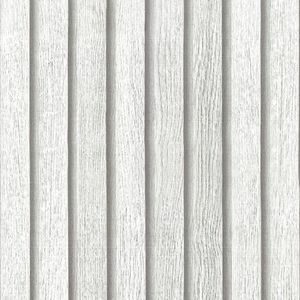Houtlook Behang - 3D Houten Paneel Effect - 1 stuk - Wit