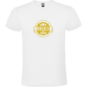 Wit T-Shirt met “Legend sinds 2010 “ Afbeelding Goud Size XXL
