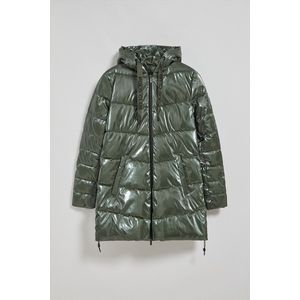 Groene metallic jas ""Catele"" met kap en Polo Club-details