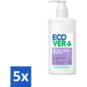 5 x Ecover - Handzeep - Lavendel & Aloë Vera - 250 ml - Milde Handzeep - Huidvriendelijke Handzeep - Vegan Handzeep - Duurzame Handzeep - Ecover