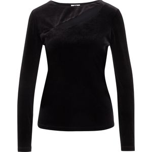 WE Fashion Dames velvet T-shirt met cut-out detail