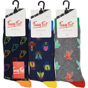Funny Feet socks - Happy birds kousen - cadeau - grappige sokken - 3 paar - Naadloos - Maat 39-42