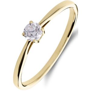 Lucardi Dames 14 karaat geelgouden ring lab grown diamant 0,20ct - Ring - 14 Karaat Goud - Goud - 17.50 / 55 mm