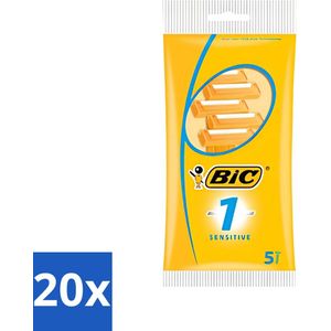 Bic - Scheermesjes - Sensitive - Enkel Mesje - Wegwerpmesjes - 5 Scheermesjes - Bulkverpakking - 20 stuks