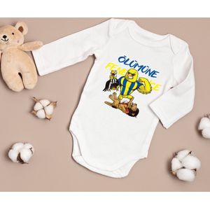 Baby romper met je favoriete turkse voetbalclubs Fenerbahce - Galatasaray - Besiktas - Trabzonspor - Maat 80 lange mouwen - Baby aankondiging