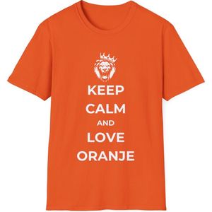 EK MERCH - Keep Calm And Love Oranje - MAAT XL (Maat S-2XL beschikbaar) - EK Voetbal 2024 - T shirts - Unisex T-shirt - Oranje shirts - Support Nederland met dit Voetbal shirt