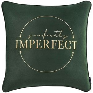 Decoratieve Kussen 45x45cm Velvet Uniek Donkergroen met Gouden Tekst