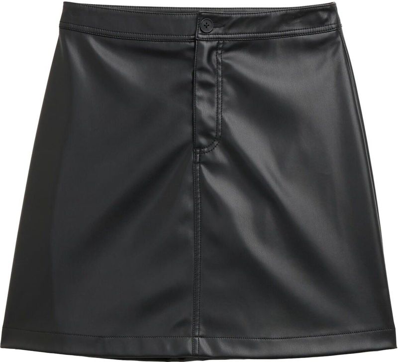 Tom Tailor Denim - Licht Uitlopende Rok - Leerlook - Mini - Knoopsluiting