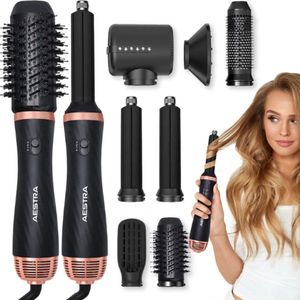 Aestra Hairwrap Pro II - 7 Opzetstukken - Fohnborstel - 65.000RPM - Multistyler - 1000W - Airstyler - Krultang - Stijltang - Föhn - 2024 Model - Navy