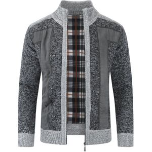 Allthemen Herenkraagjasje - Gebreide trui met kleurblokken - XL