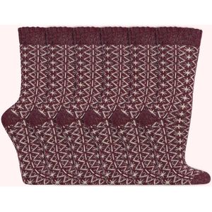 Wollen Sokken | Dames sokken | Folklore | Kleur: Bordeaux | Maat: 35-38 / 39-42 | 6 paar