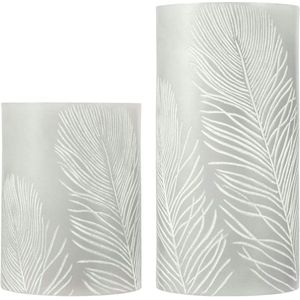 Cosy Feather Candle waskaars met timerfunctie - LED kaars - set van 2 - Grijs/Wit