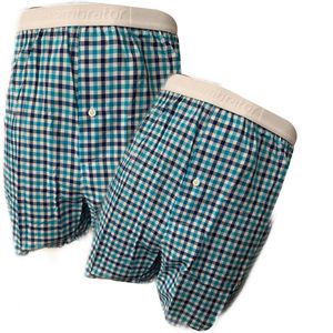 Embrator 2-stuks mannen Boxershort geweven katoen donkerblauw/turquoise 4XL