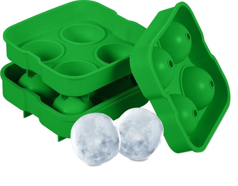Ijsblokjesvorm - Set van 2 - Siliconen - Groen - Voor 4 Grote IJsblokjes