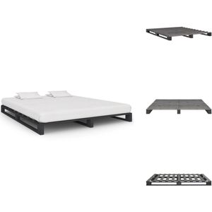 vidaXL Bed - Bedden - Slaapkamermeubel - Bedframe - Bedframe pallet massief grenenhout grijs 200x200 cm