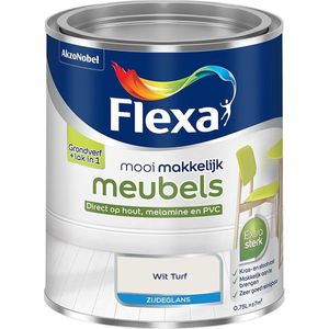 Flexa - Mooi Makkelijk Meubels Zijdeglans - Muurverf - Wit Turf - Mengverf - 0.75 Liter