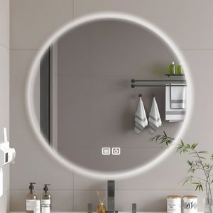 Bayt Spiegel - Spiegel met Verlichting - Badkamerspiegel - Ronde Spiegel - Wandspiegel - Zwart - 60 cm