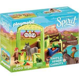 PLAYMOBIL Spirit Knip en Meneer Worteltjes met paardenbox - 70120