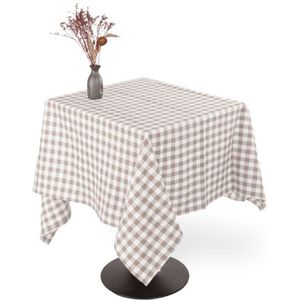 Tiseco - Tafelkleed GINGHAM - Katoen - Geblokt - 150x150 cm, taupe