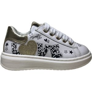 Naturino Mt 24 veter rits Love lederen sneakers Talth wit goud
