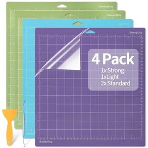Snijmat-plotter voor Silhouette Cameo 4/3/2/1, 4 stuks vervangende snijmat standaardgrip 20,3 x 30,5 cm, standaard grip, lijm, kleefmat met meetraster