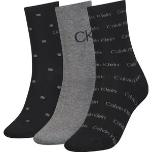 Calvin Klein dames giftbox 3P sokken lurex mix logo paars & zwart - 37-41