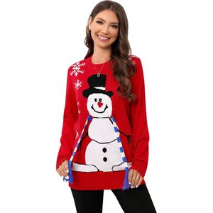 Dames lange mouwen lelijke kersttrui rendier gebreide trui tops
