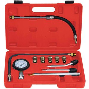vidaXL Compressietesterset - 12-delig - Benzinemotor Compressietester - Autodiagnose - Motorenonderhoud - Benzinemotor - Compressometer