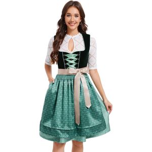 Dirndl dames korte traditionele jurk midi dirndl complete sets met 3 stuks inclusief dirndl jurk, dirndl blouse en dirndl schort voor Oktoberfest Groente 44
