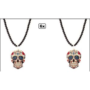6x Parelketting sugar skull - Day of the death - Halloween horror thema feest festival griezel skelet