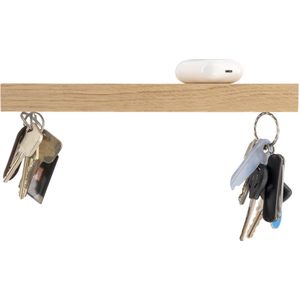 HangKey Plankie X - Wandplank Sleutelrekje van Massief Eiken - Sleutelkastje voor Binnen - Houten Sleutelhouder en Organizer - 24,5 x 7 x 2,4 cm