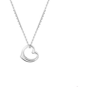 The Jewelry Collection Ketting Hart 1,3 mm 41 + 4 cm - Zilver