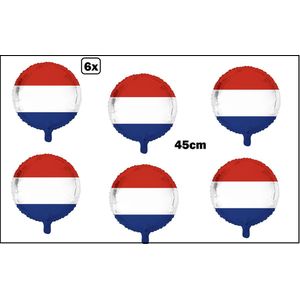 6x Folieballon Holland (45 cm) - Thema feest land festival party fun folie ballon Koningsdag Nederland