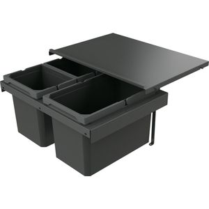 Kitchenluxx 280 S/600-3 - inbouw prullenbak voor montage in keukenlade / korflade - keukenlade van 60 cm breed - Inhoud: 30 liter (1x 16 en 2x 7 liter)