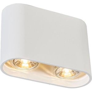 QAZQA ronda - Design Plafondspot | Spotje | Opbouwspot - 2 lichts - L 160 mm - Wit - Woonkamer | Slaapkamer | Keuken