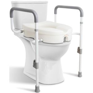 Verhoogde Toiletbril met Handgrepen voor Senioren - Verstelbare Toiletverhogers voor Optimale Veiligheid