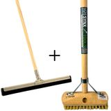 Synx Tools - Luiwagen Fiber Schrobbezem & Vloertrekker - Set van 2 - Harde Haren - 100 cm