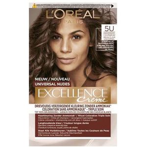 L'Oréal Paris Excellence Universal Nudes Permanente Haarverf 5U Lichtbruin - 3 Stuks - Voordeelverpakking