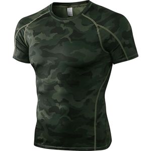 Heren compressieshirt korte mouwen functioneel shirt sneldrogend loopshirt sportshirt fitnessshirt voor mannen