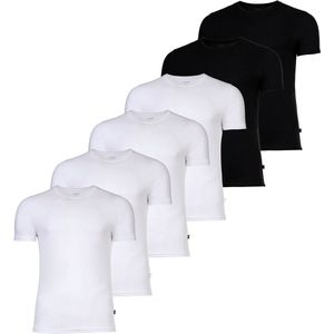 JOOP! - Shirt - Zwart/Wit - 6er Pack - Halve Mouw - Ronde Hals