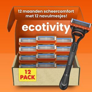 Ecotivity - Luxe Scheermesjes - Geschikt voor Gilette Fusion 5 - 12 Stuks - Met Houder