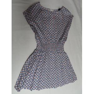 Jurk - Kleedje - bloemen - Wit , blauw , roze - 6 jaar 116