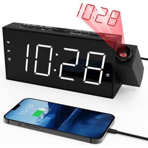 Solacis Wekkerradio Met Projectie - Wekkerradio - Digitale wekker - Wekkerradio kinderen - Wekker met projectie op plafond - Must have!