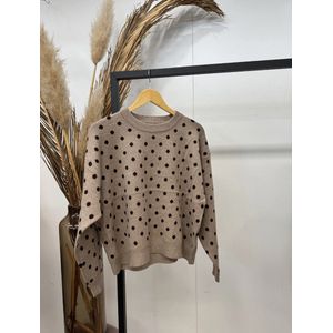 Trui beige/taupe - Bolletjes Donkerbruin