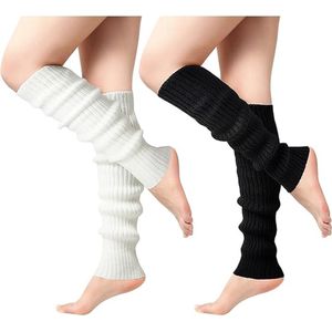 2-pack warme damessokken - 80s geribbelde lange sokken voor dames, perfect voor feestjes en sport