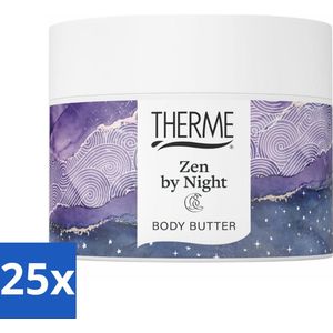 25 x Therme - Zen by Night - Bodybutter - Hydraterend - Verzorgend - 225gr - Jasmijn - Zoete Avondbloemen - Vegan Bodybutter - Huidverzorging - Slaap