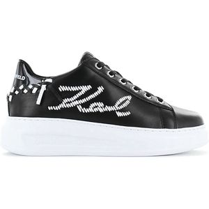 Karl Lagerfeld Kapri Whipstitch - Dames Sneakers Schoenen Sneaker Leer Zwart KL62572-000 - Maat EU 37